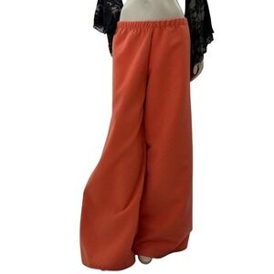 Simple‎ Orange Fleece Wide Leg Pants Handmade Avant garde Dopamine Aesthetic L
